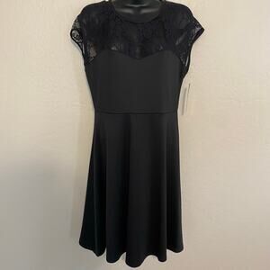 Rock Steady Lace Dress Womens Size Large Black ModCloth Retro Stretch A-Line